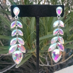 Ab prom earrings, iridescent crystal earrings, ab fitness competition earrings, aurora borealis earrings, ab ballroom dance earrings