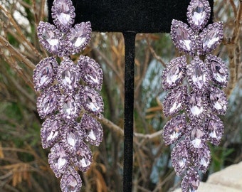 Lavender earrings, lighter purple earrings, purple rhinestone earrings, violet crystal earrings, lavender pageant earrings