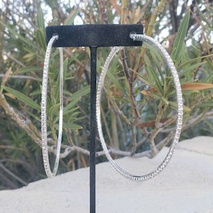 Oversized rhinestone hoops, extra large crystal hoop earrings, long pageant hoops