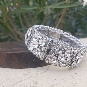 Crystal bridal bracelet, rhinestone wedding bracelet, clear crystal statement bracelet, rhinestone evening bracelet, rhinestone dance