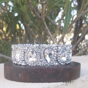 Rhinestone wedding bracelet, clear crystal bracelet, statement bridal bracelet, rhinestone evening bracelet