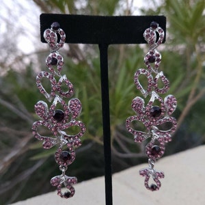 Purple earrings, purple amethyst crystal earrings