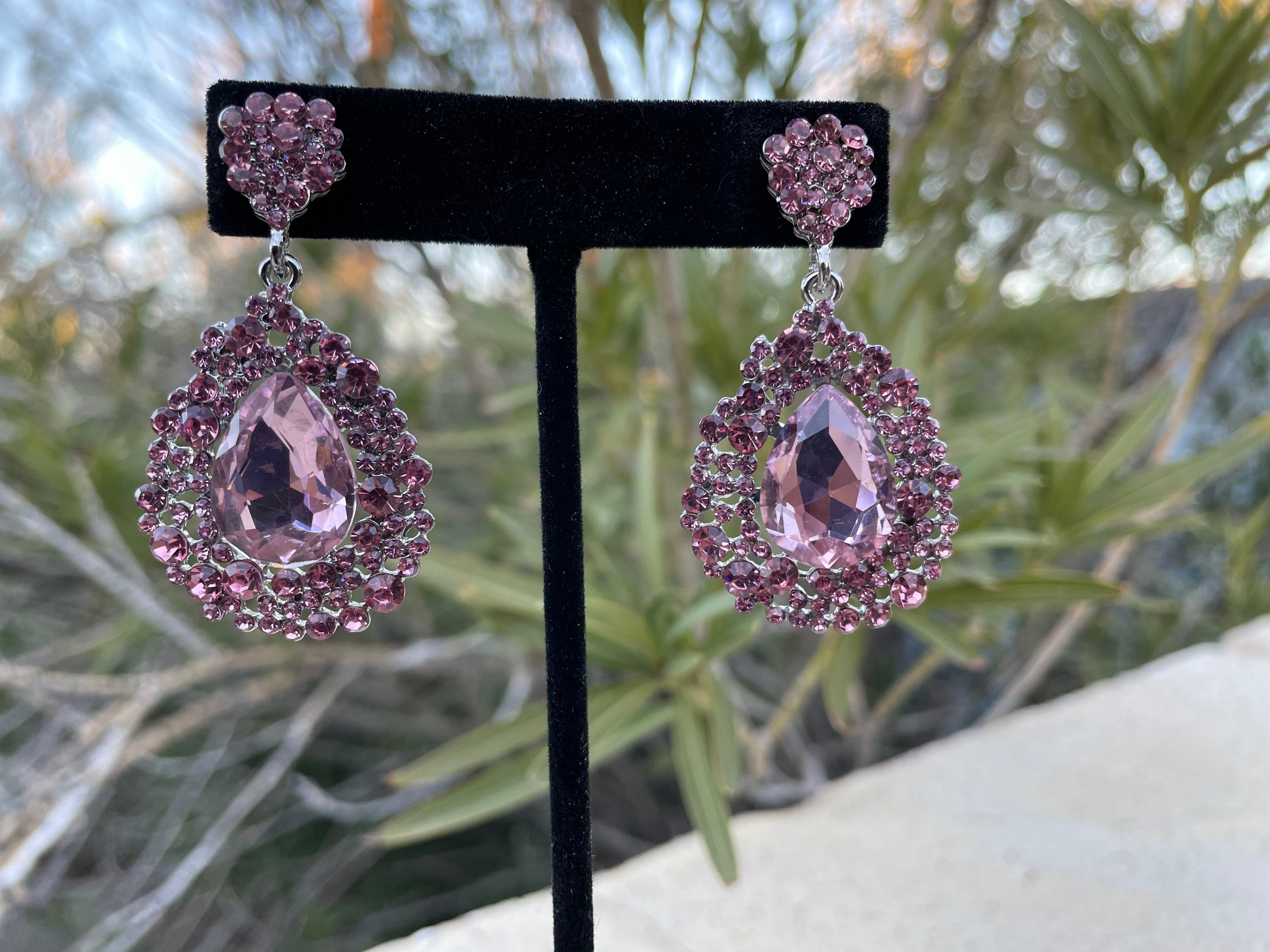 Light Pink Prom Earrings Rose Pink Earrings Pink Clip on