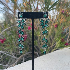 Emerald rhinestone earrings image 2