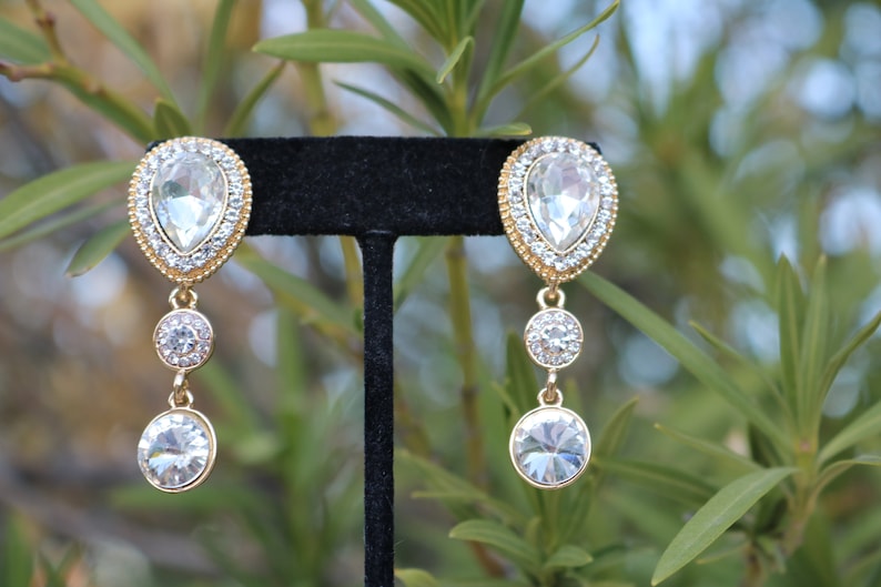 Crystal bridal earrings New Shipping Free Shipping rhinestone gold cr Genuine bridesmaid