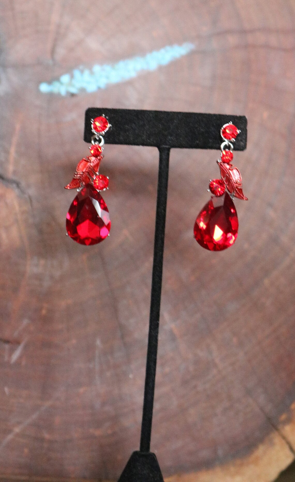 Red dangle earrings red prom earrings red bridal earrings Etsy