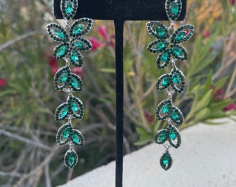 Emerald rhinestone earrings