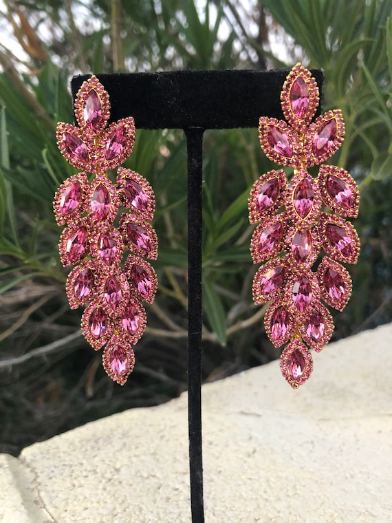 Pink rhinestone earrings Pink rhinestone earrings