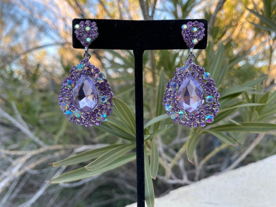 Purple prom earrings clearance
