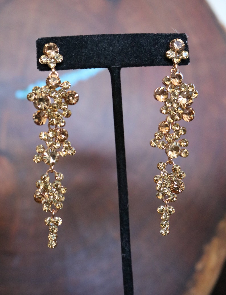 Gold Dangle Earrings Gold Prom Earrings Gold Bridal Etsy