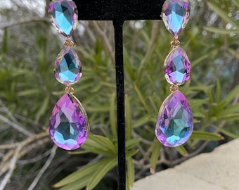 Purple lavender earrings, light purple iridescent earrings, purple neon earrings