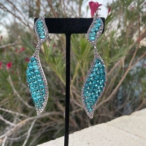 AQUARE LONG ZIRCON EARRINGS