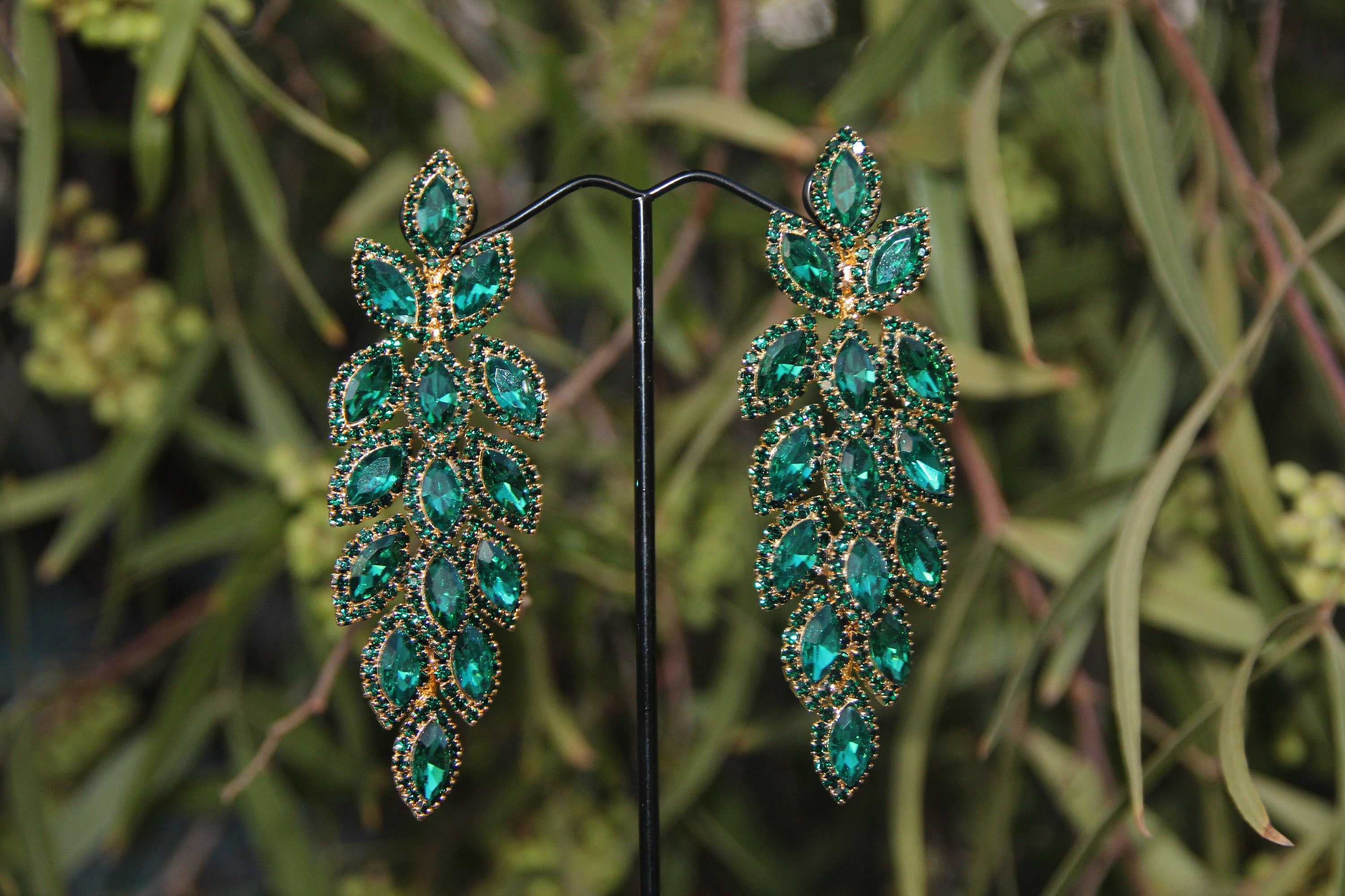 Boucles d'oreilles pendantes emeraude verte Argent 925 - Ninanina