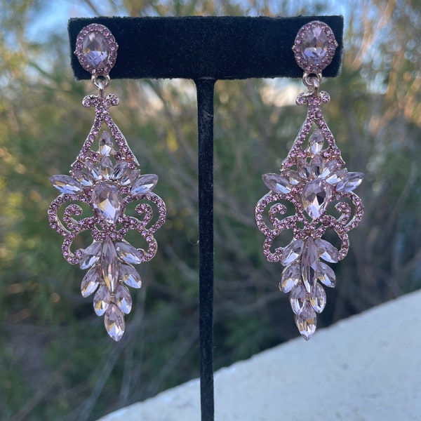 Light pink chandelier earrings
