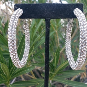 Crystal rhinestone hoops, prom hoop earrings, fitness competition hoops, rhinestone pageant hoops