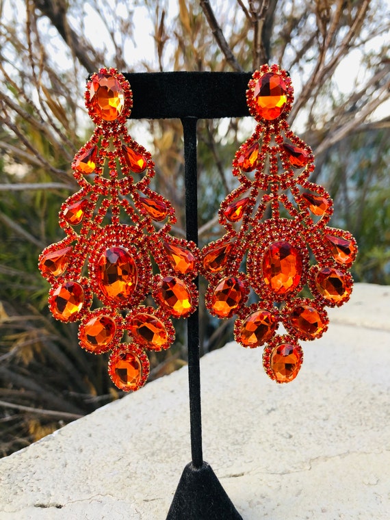 Orange shop crystal earrings