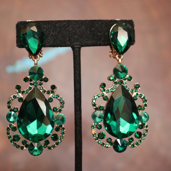 Green Statement Earrings Etsy