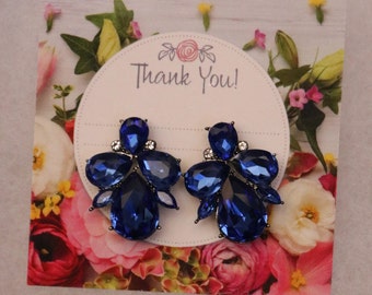 sapphire blue earrings, royal blue stud earrings, sapphire blue bridal earrings, blue prom earrings, blue bridesmaid earrings