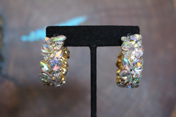 Aurora Borealis Hoop Earrings Ab Hoops Iridescent Hoop Earrings Ab Pageant Hoops Etsy