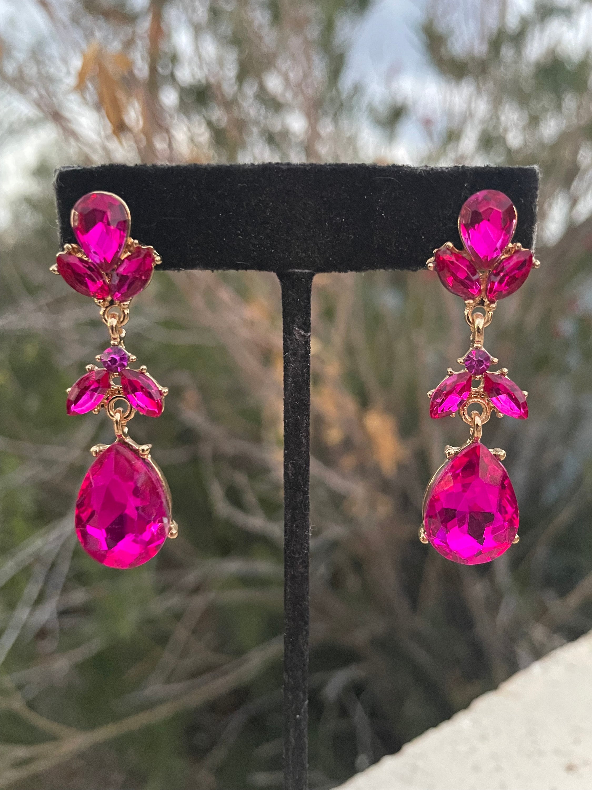 fuchsia dangle earrings