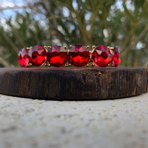 Red rhinestone bracelet, red prom bracelet