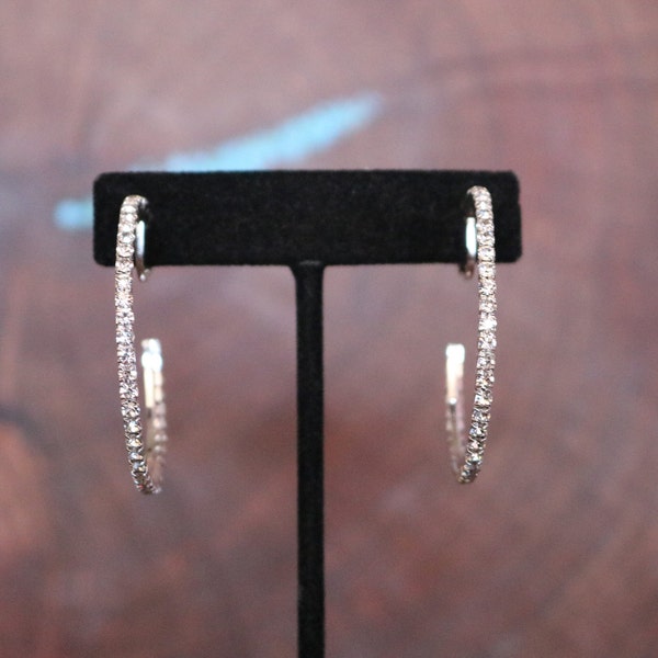 Clip on hoop earrings, rhinestone clip on hoops, pageant clip on hoop earrings, prom clip on hoop earrings, wedding clip on earrings