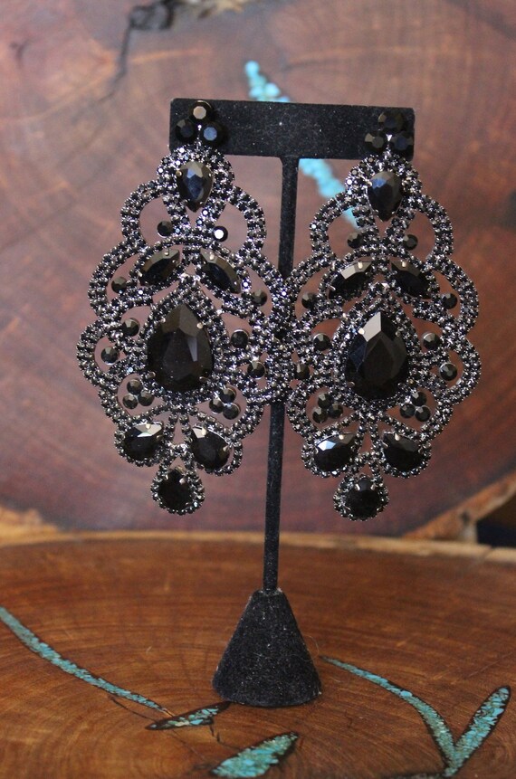 Black pageant earrings discount