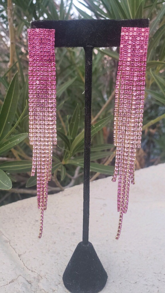 Pink rhinestone earrings Pink rhinestone earrings