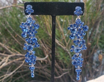 light blue earrings, baby blue earrings, blue rhinestone earrings