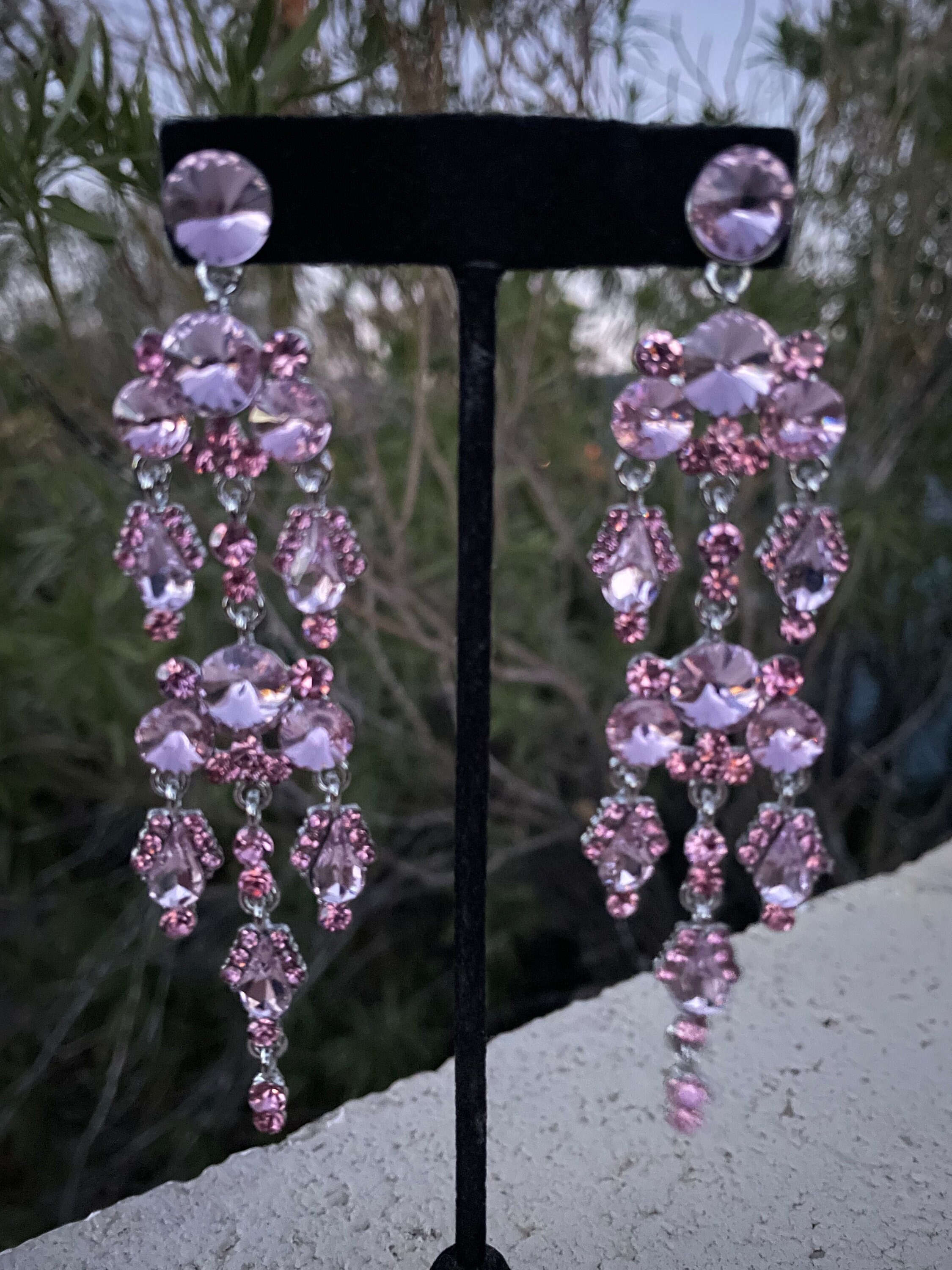ピアス Blooming Party Silver Pink Earrings ( SILVER925) 925 Sterling Silver Snowflake Pink Quartz Earrings for Women