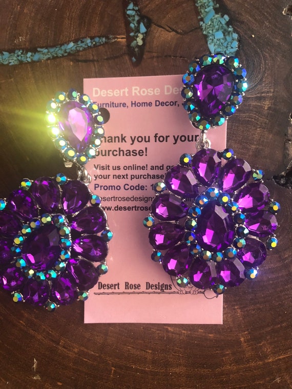 Purple clip on earrings