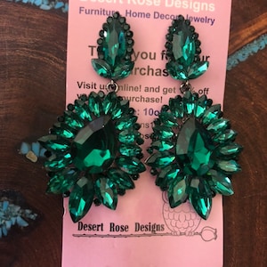 Emerald rhinestone earrings, emerald green bridal earrings, green holiday earrings, emerald wedding earrings