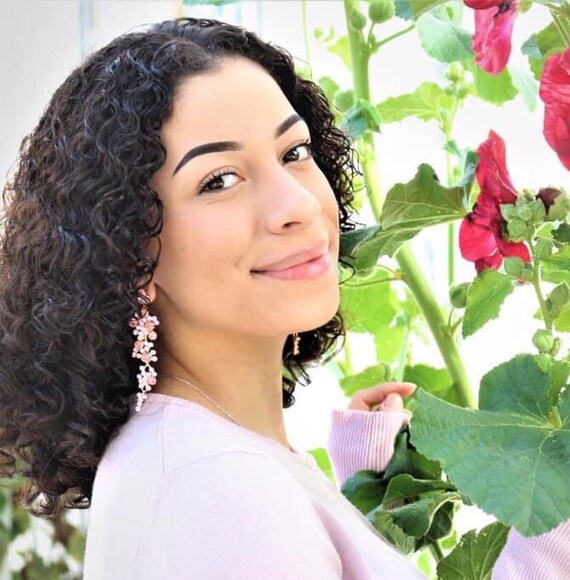 Pink Rhinestone Earrings, Pink Dangle Earrings. Light Pink