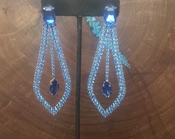 Light blue rhinestone earrings, light blue earrings