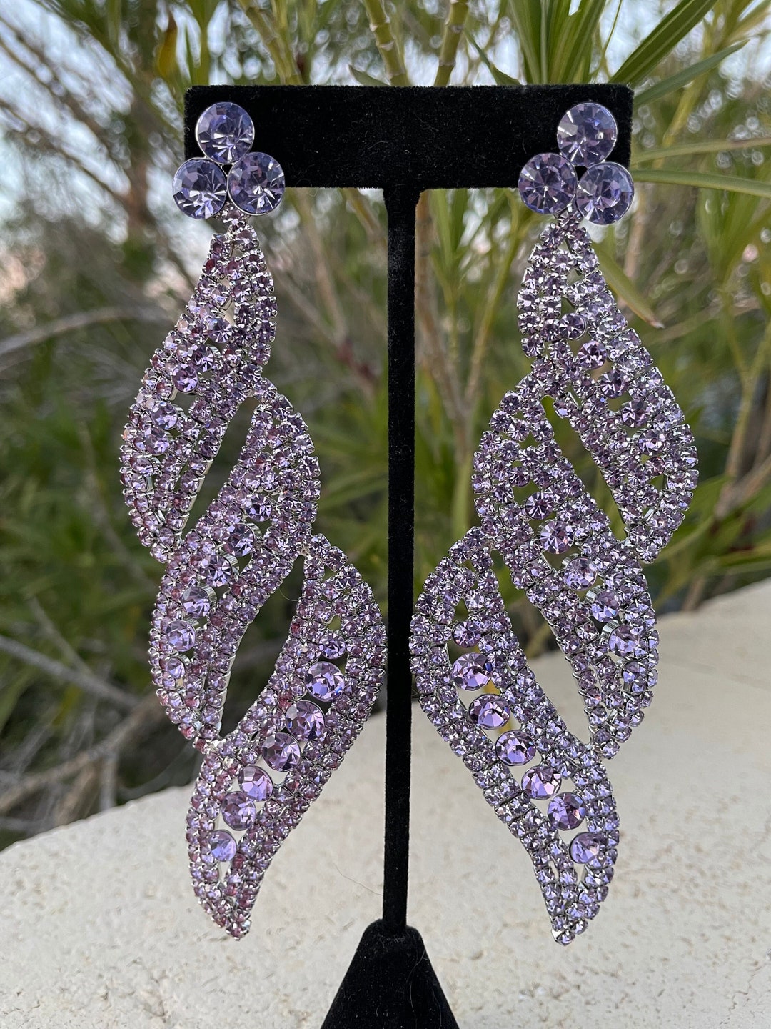 【BLACKPURPLE】[BLACKLABEL] Full Moon Crystal Earring Moon and Star Earrings With Purple Stone ,star Earrings,moon
