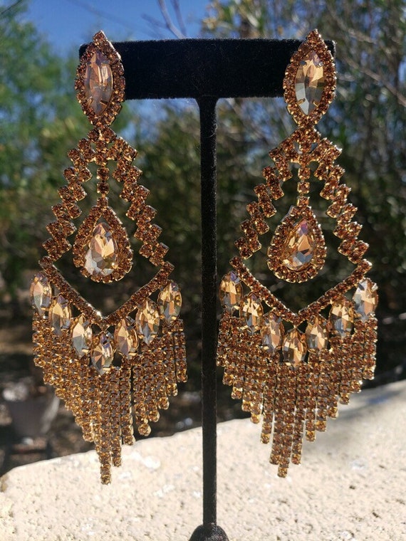 Gold rhinestone earrings deals