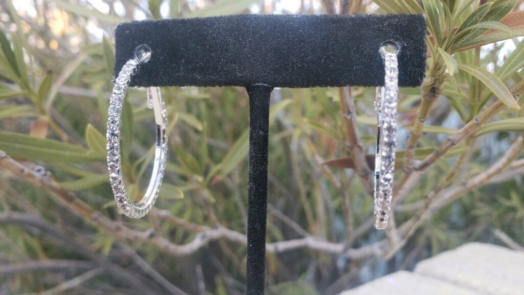 Rhinestone Hoop Earrings, Small Sparkly Hoops, Little Girl Hoop
