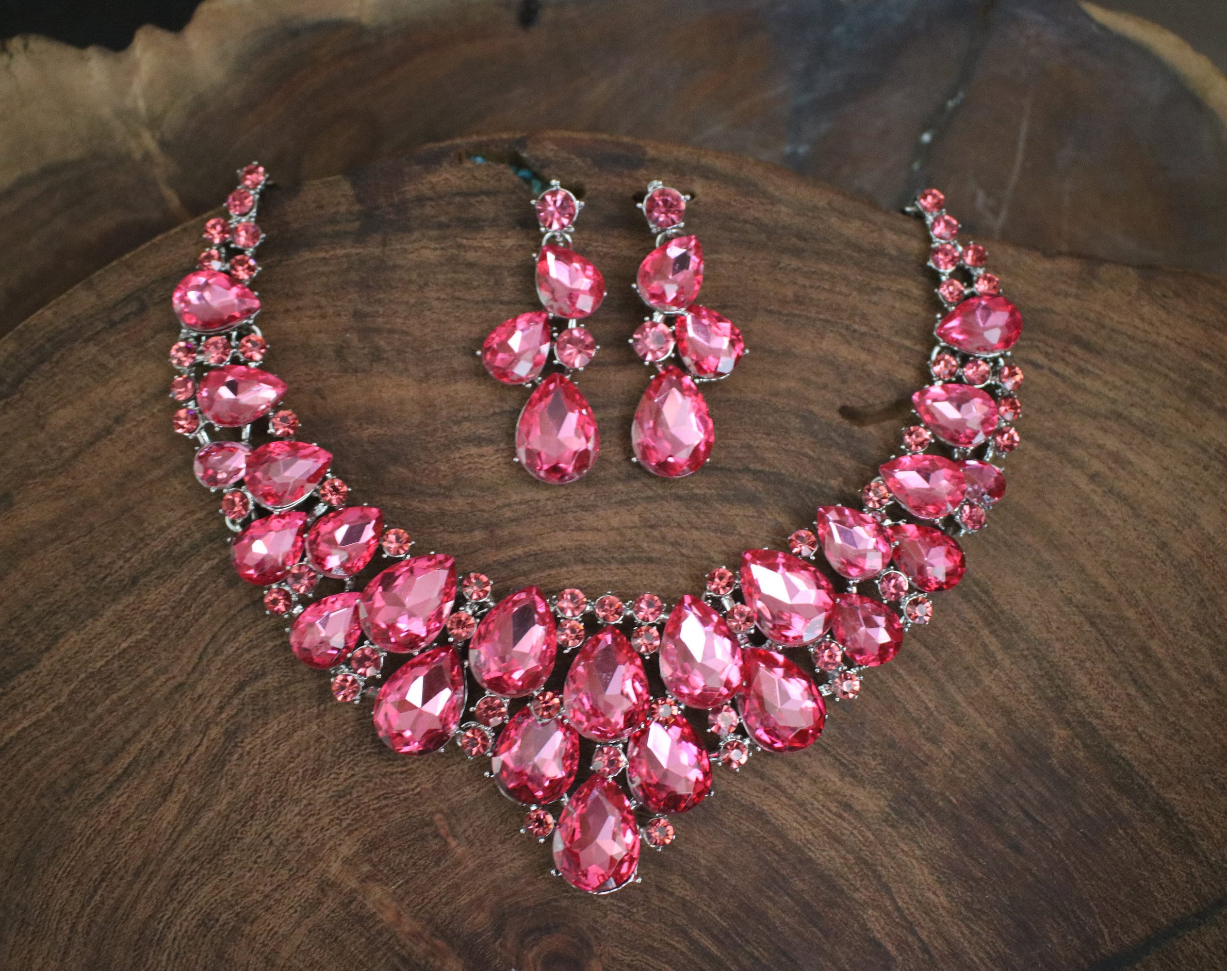 Pink rhinestone hotsell necklace