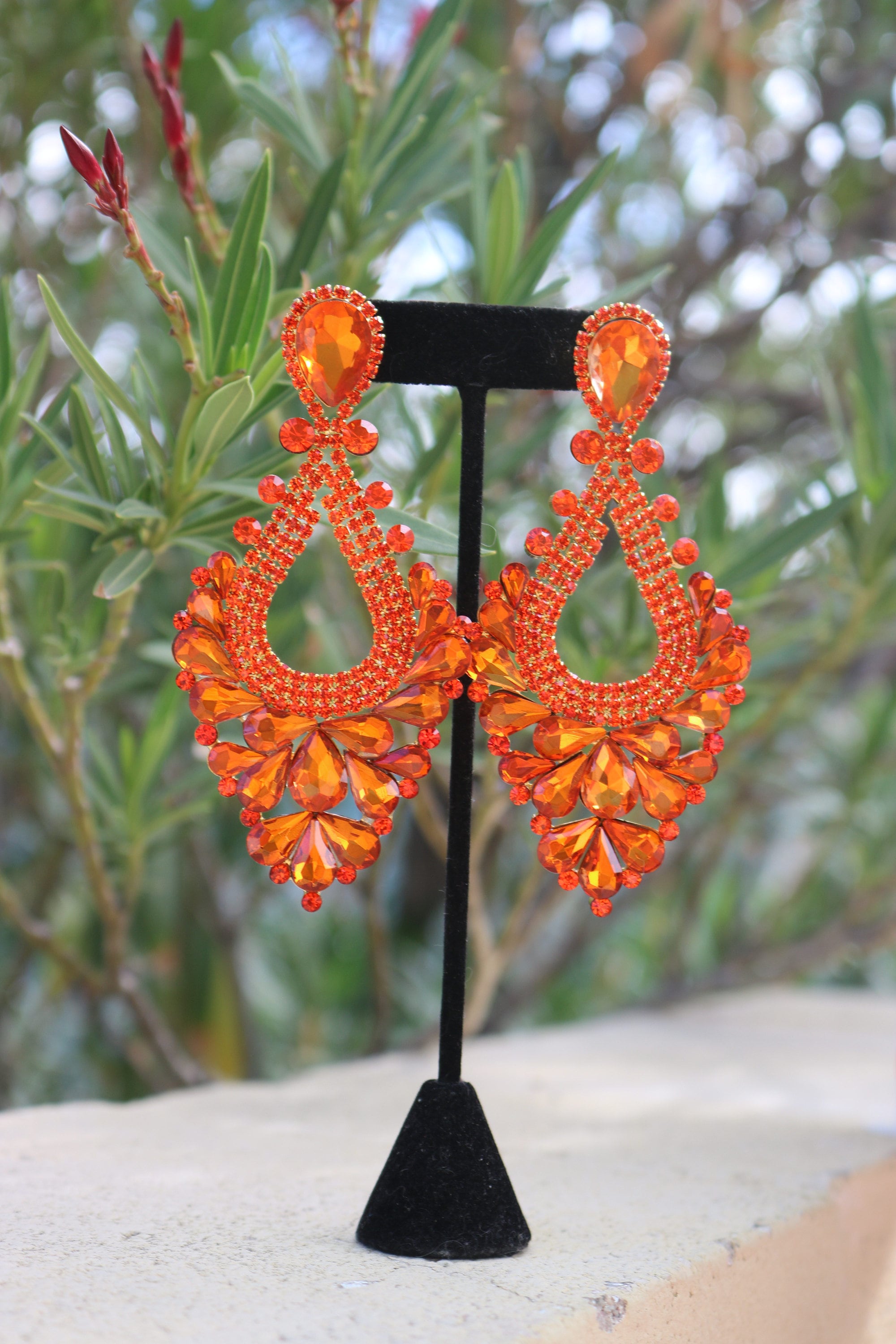 Big orange earrings best sale