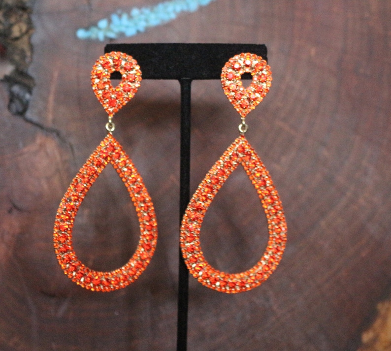 Orange Earrings Orange Prom Earrings Orange Pageant Etsy
