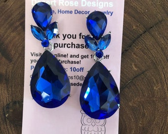 Blue earrings, sapphire crystal earrings, royal blue evening earrings, cobalt earrings