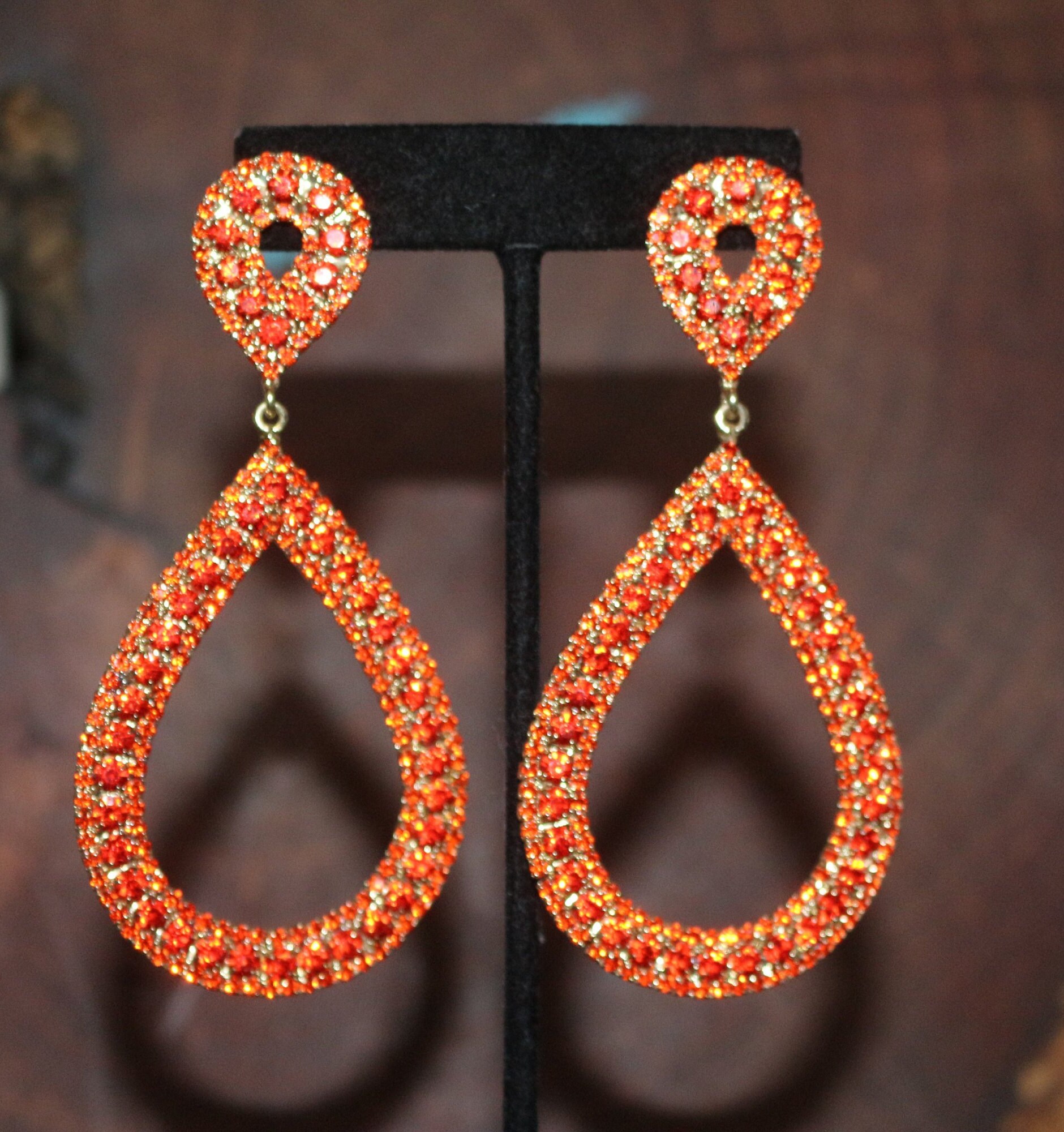 Orange Earrings Orange Prom Earrings Orange Pageant Etsy