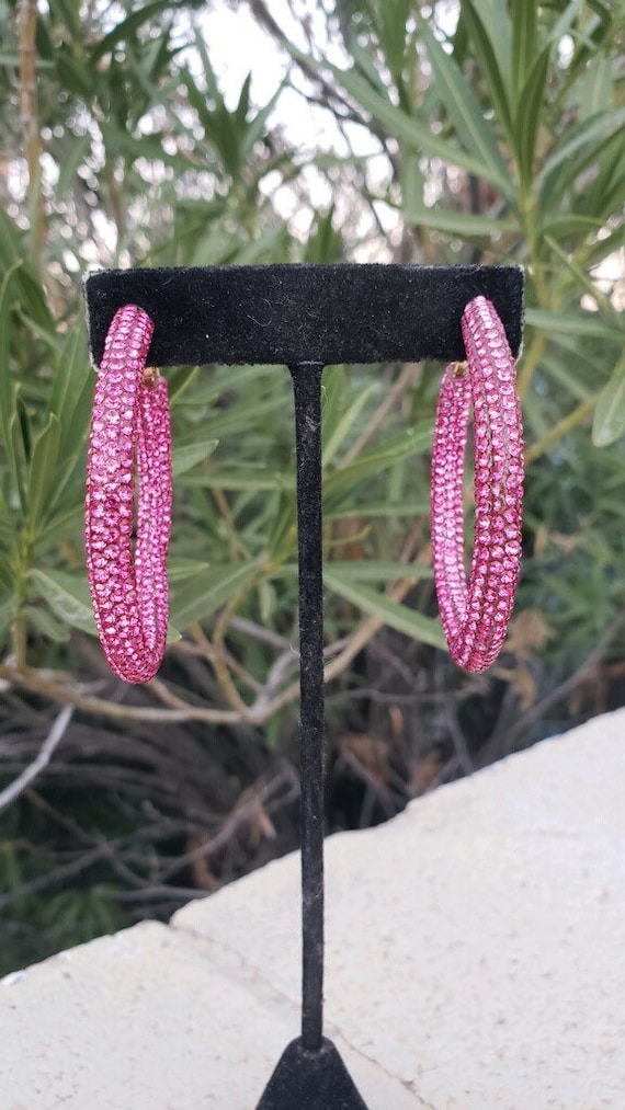 Pink Crystal Hoops Pink Crystal Hoops