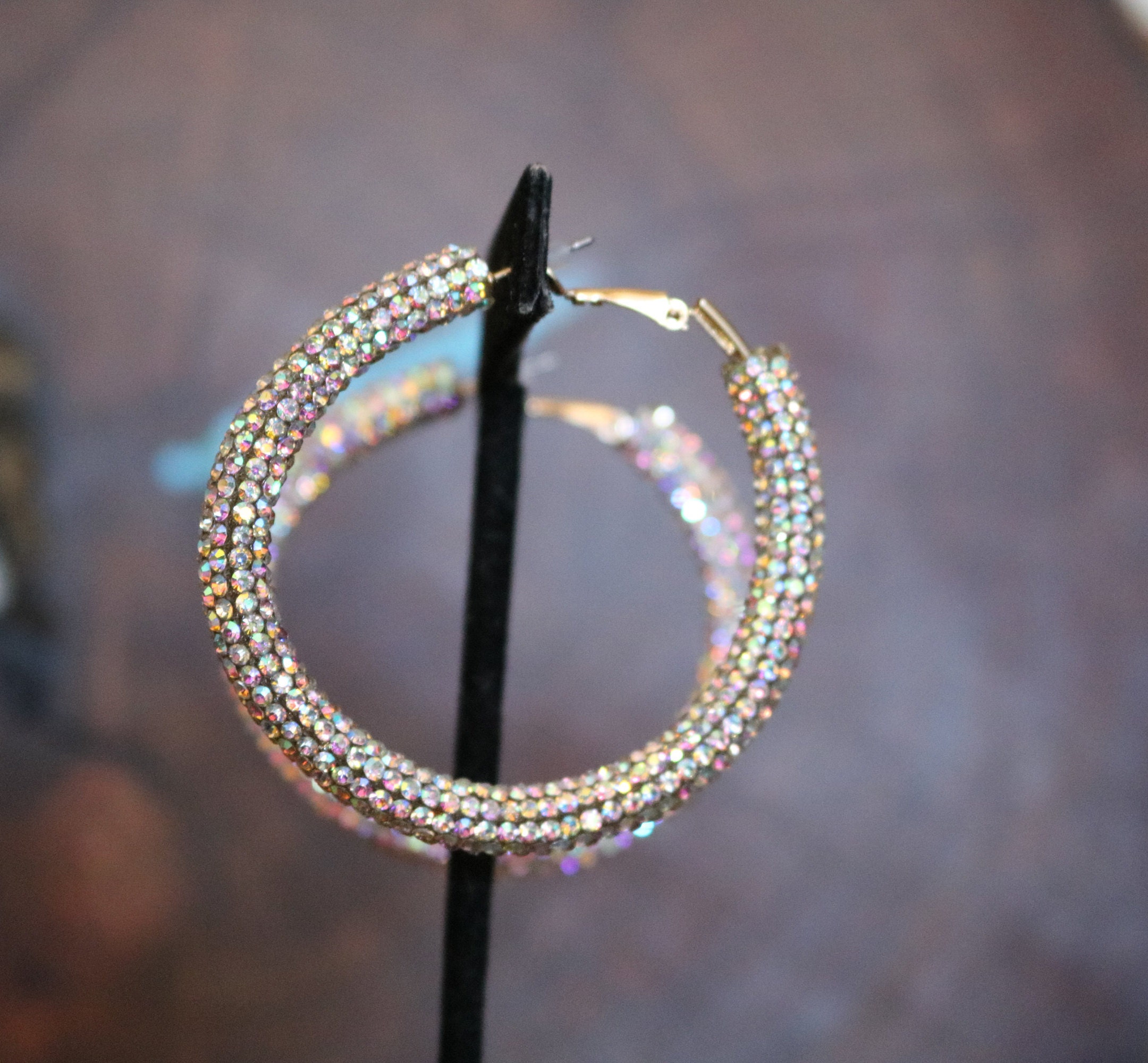 Hoop Rhinestone Earrings Ab Hoop Earrings Iridescent Fitness - Etsy