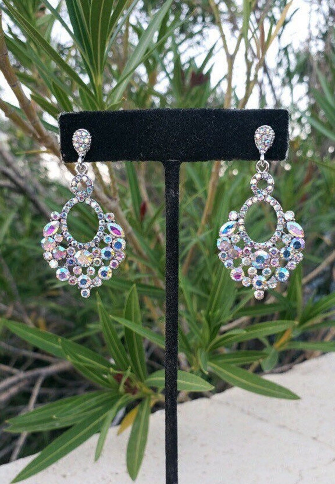 Ab Prom Earrings, Iridescent Crystal Earrings, Aurora Borealis Earrings