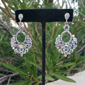 Boucles d'oreilles de bal Ab, boucles d'oreilles en cristal irisé, boucles d'oreilles aurore boréale, boucles d'oreilles de mariée ab
