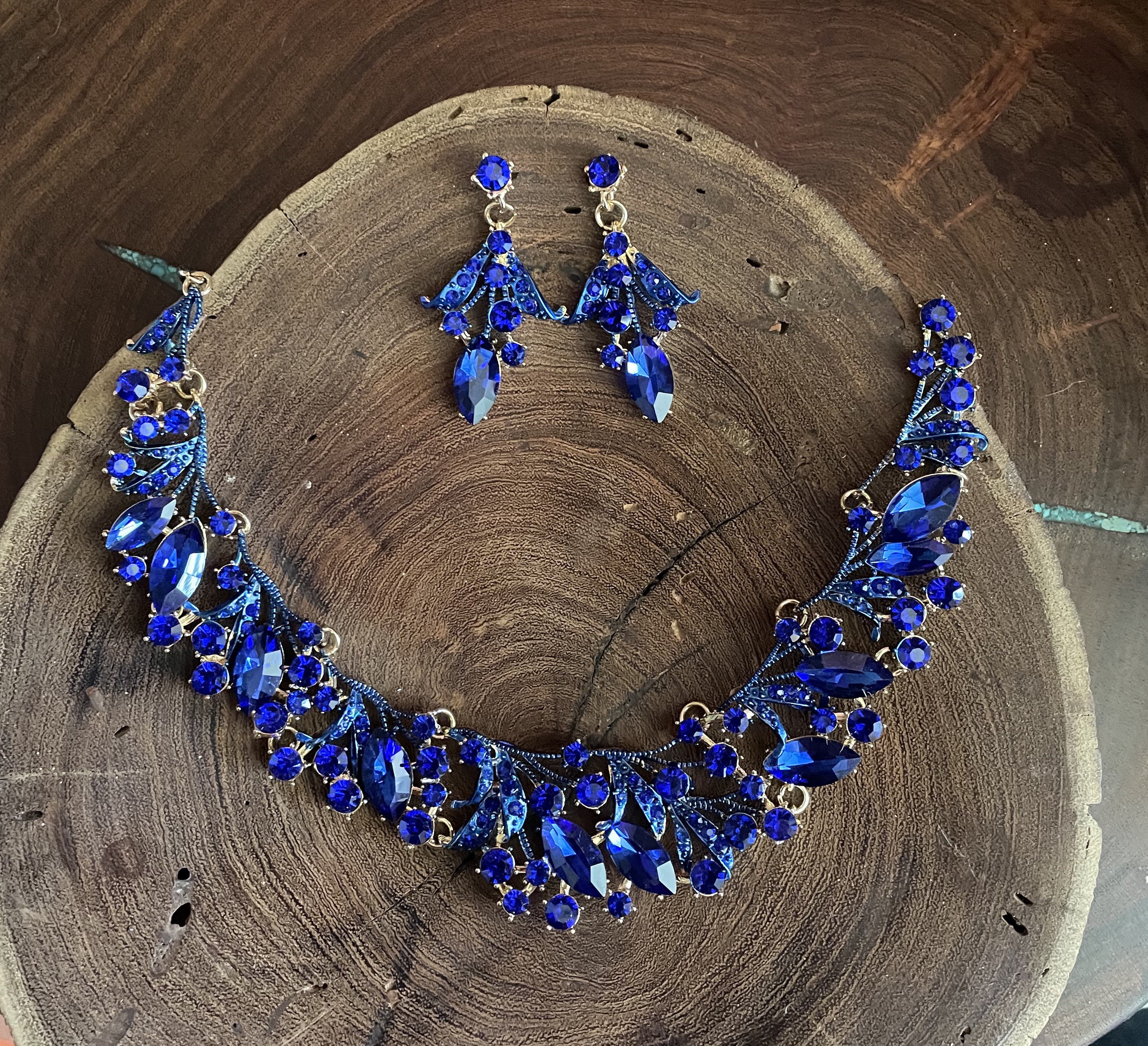 Blue jewellery set online sale