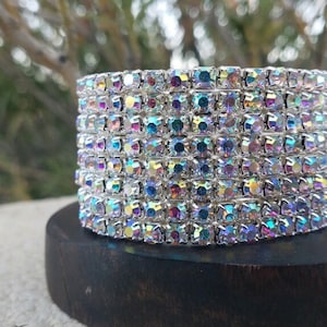 Ab rhinestone stretch bracelet, ab dance competition bracelet, iridescent fitness competition bracelet