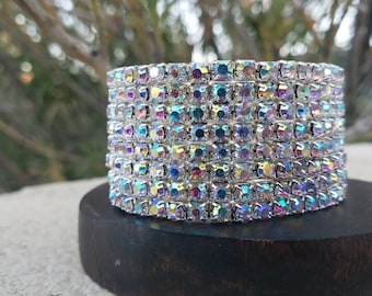 Ab rhinestone stretch bracelet, ab dance competition bracelet, iridescent fitness competition bracelet