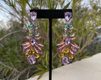 Multi color pastel earrings, light purple earrings